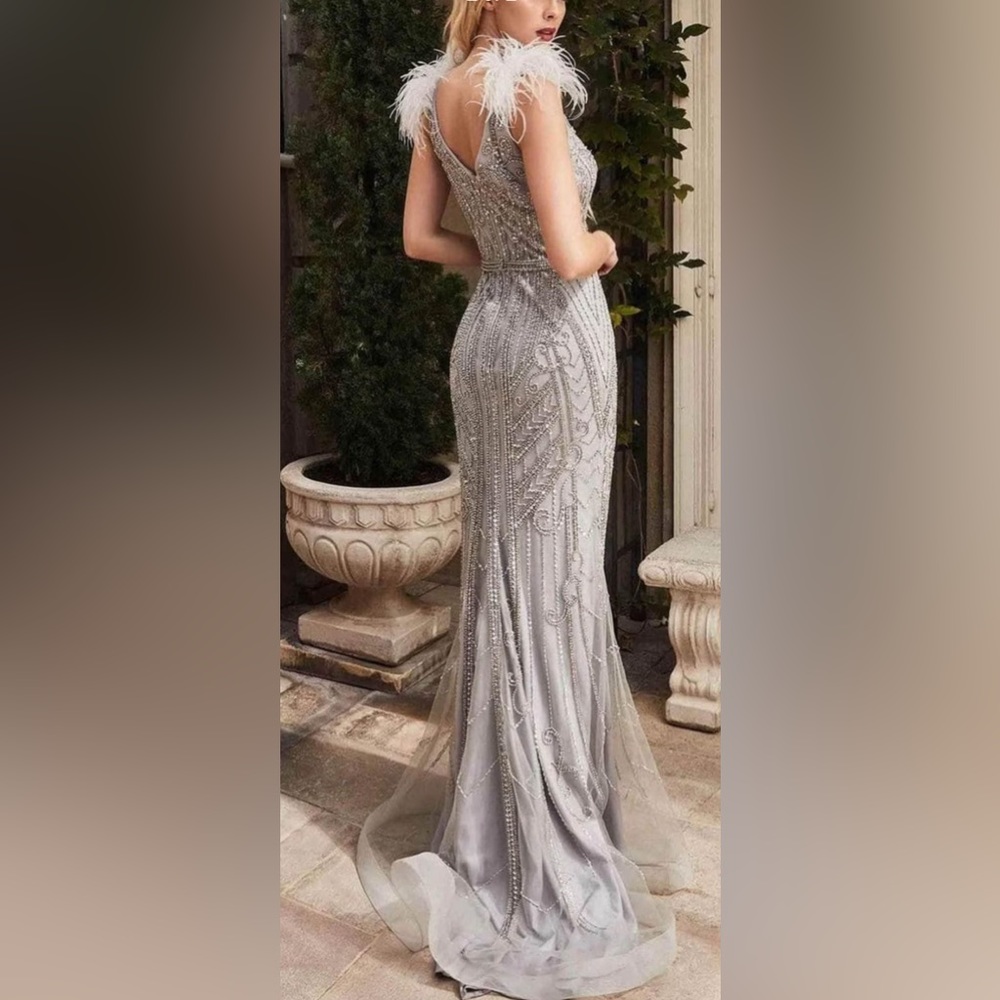 Andrea & Leo Sleeveless Sweetheart Mermaid Dress- Silver - Picture 2 of 2